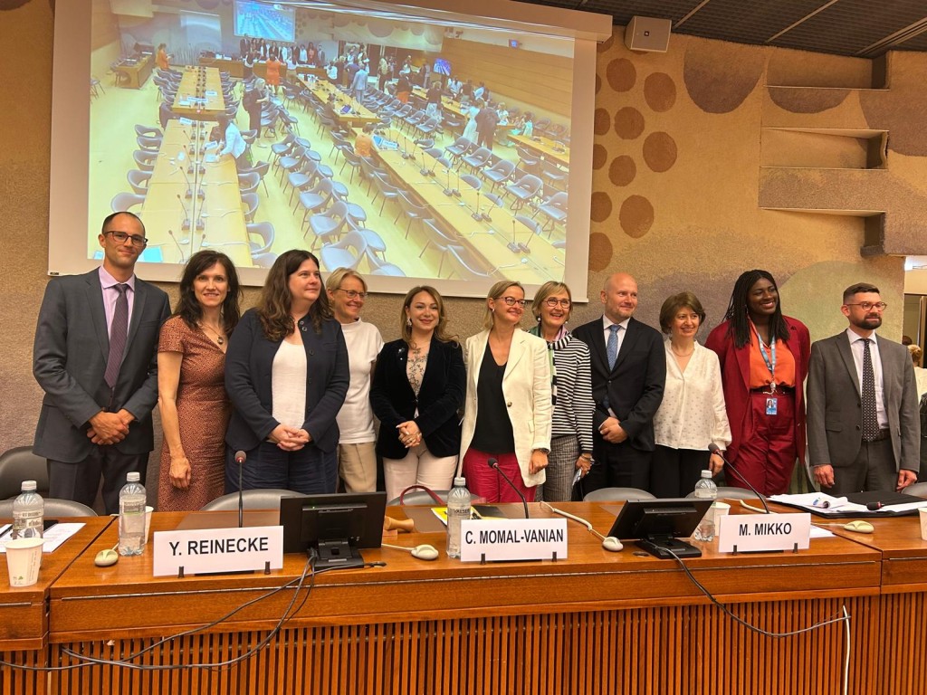 On behalf of the UN CEDAW Committee Marianne Mikko (in the middle) was one of the panellists in the discussion „The Role of International Cooperation in closing the Gender Digital Divide“ (Side Event at the 59th Session of the Human Rights Council)