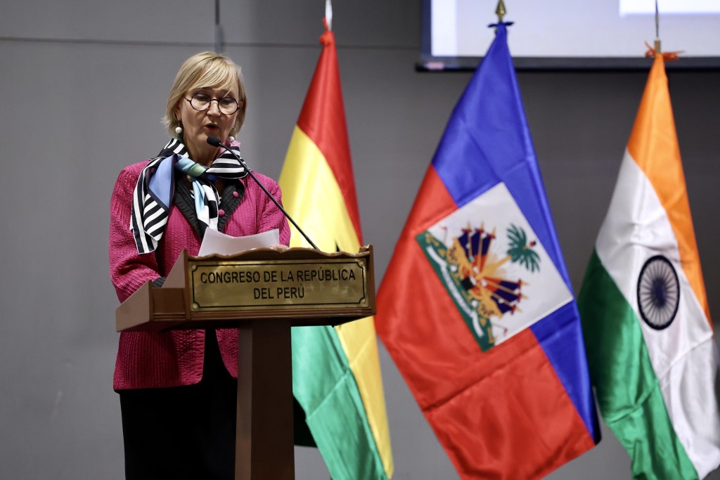 Marianne Mikko delivering the opening speech on gender equality at the IPU conference in Lima, Peru, on 11 September 2025.jpg