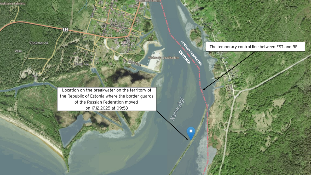 Location on the breakwater on the territory of the Republic of Estonia where the border guards of the Russian Federation moved on 17.12.2025 at 0953.(1).png