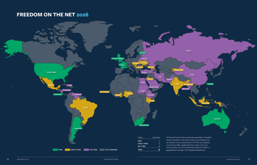 Freedom House's Freedom on the Net rankings 2026